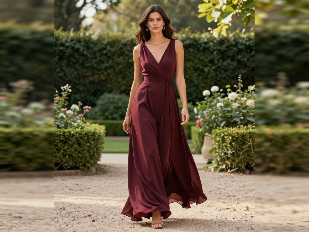 woman wearing empire waist dress in outdoor setting