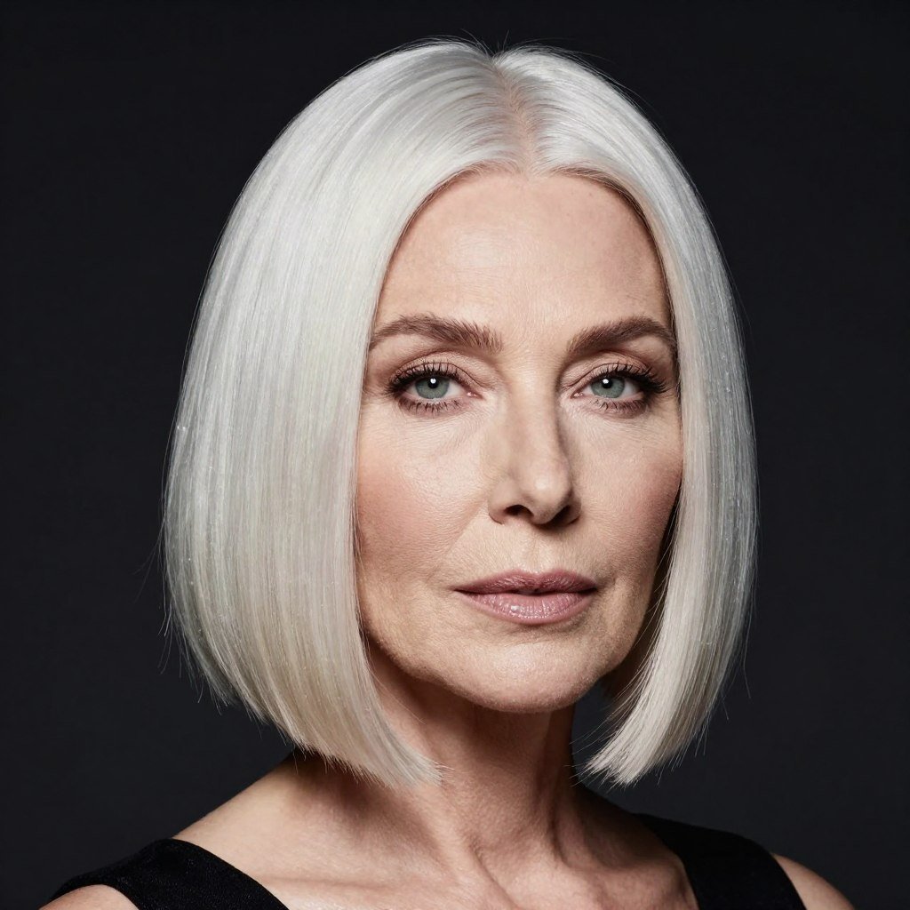 woman with platinum blonde bob