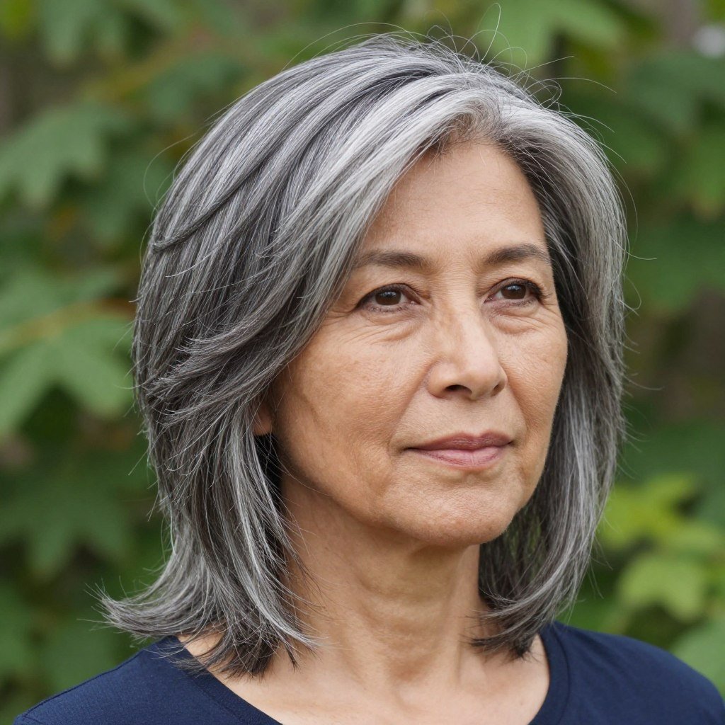 woman with salt and pepper textured hair