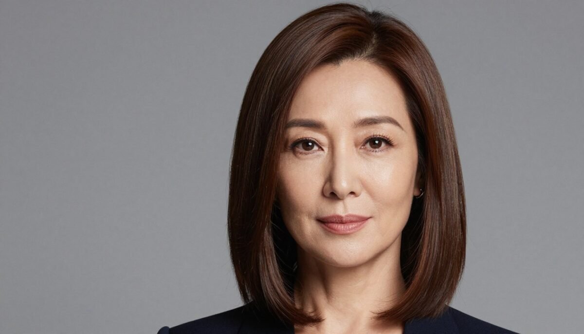 woman with sleek straight medium-length hair