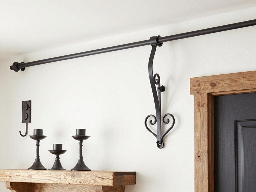 wrought iron accents in farmhouse living room
