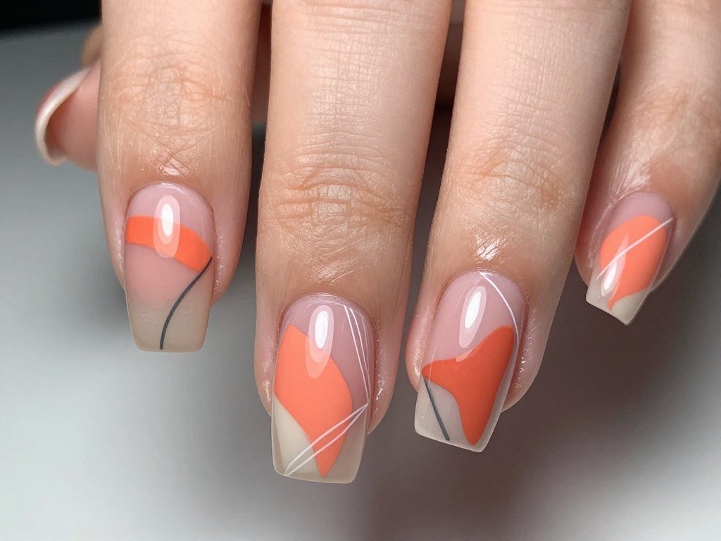 Abstract coral nail art design