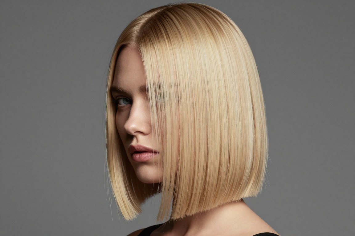 Asymmetrical lob hairstyle for thin fine shoulder length hair