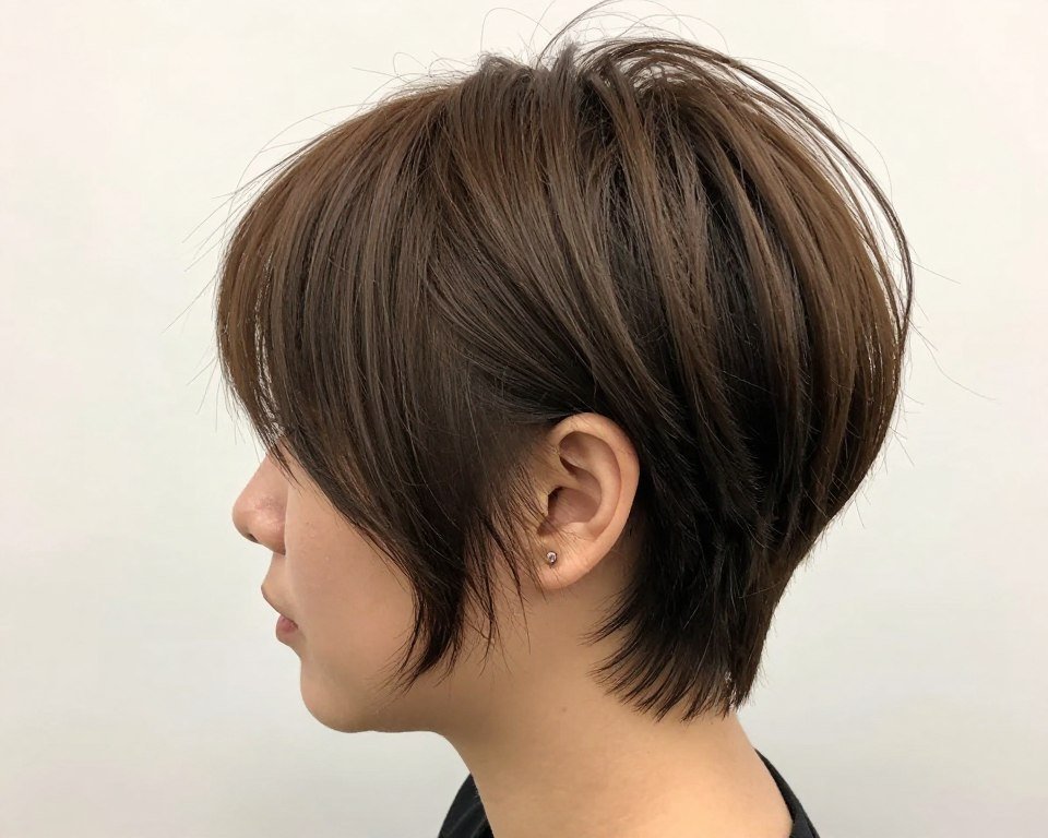 Asymmetrical pixie cut with side sweep for thin fine hair