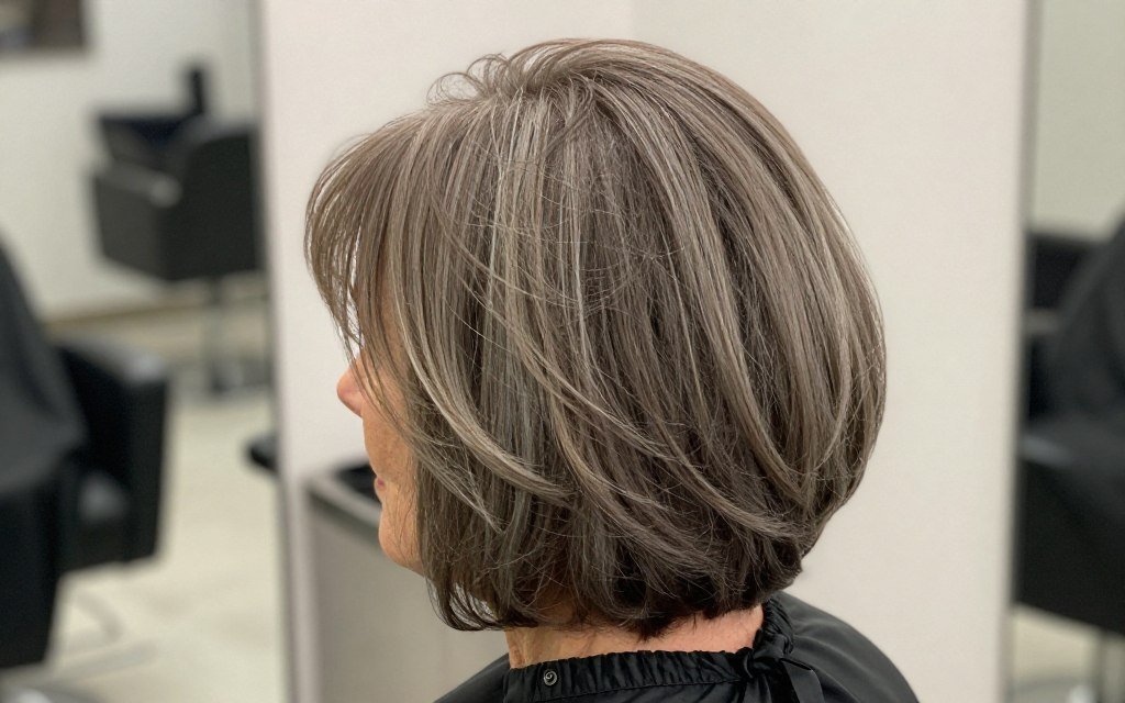 Back view of layered bob showing layer placement and cut technique