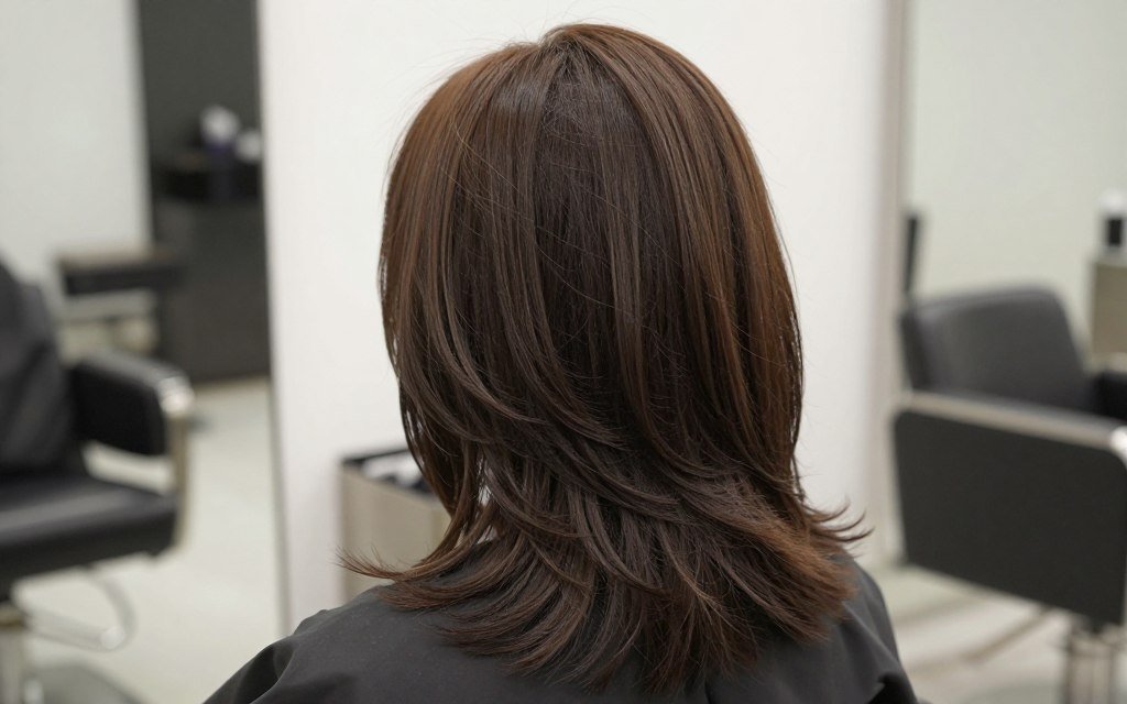 Back view of medium-length layers