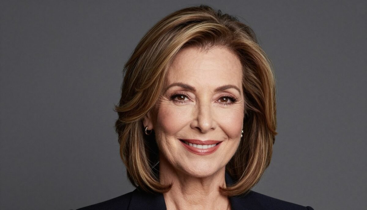 Beautiful woman over 60 with perfect layered hairstyle