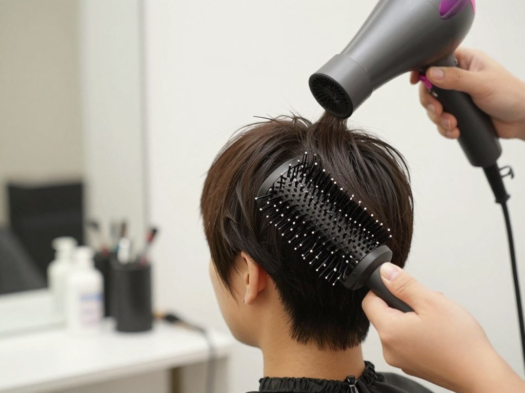Blow-drying technique for pixie cut with thin fine hair