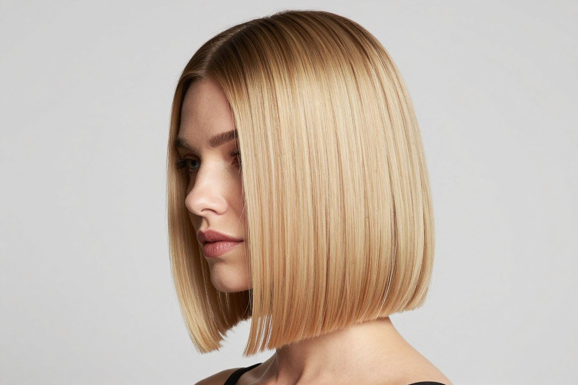 Blunt lob hairstyle with internal layers for thin fine hair