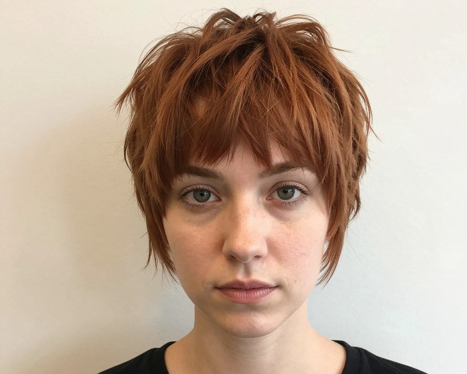 Choppy layered pixie cut creating volume for thin fine hair