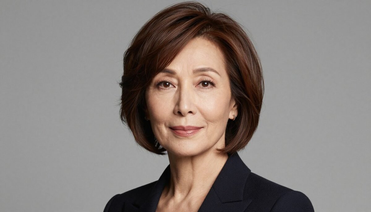 Classic layered cut with modern styling on woman over 60