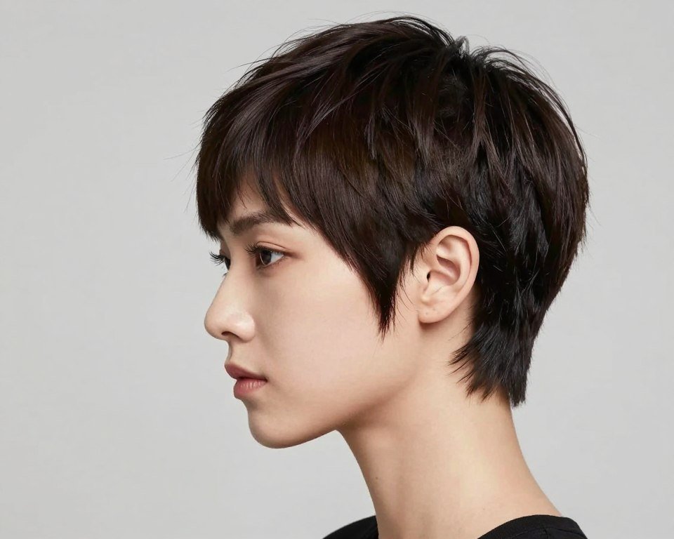 Classic pixie with modern touches for thin fine hair