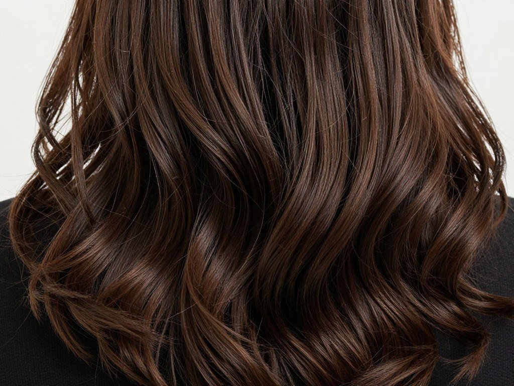 Close-up showing layers in thick wavy hair