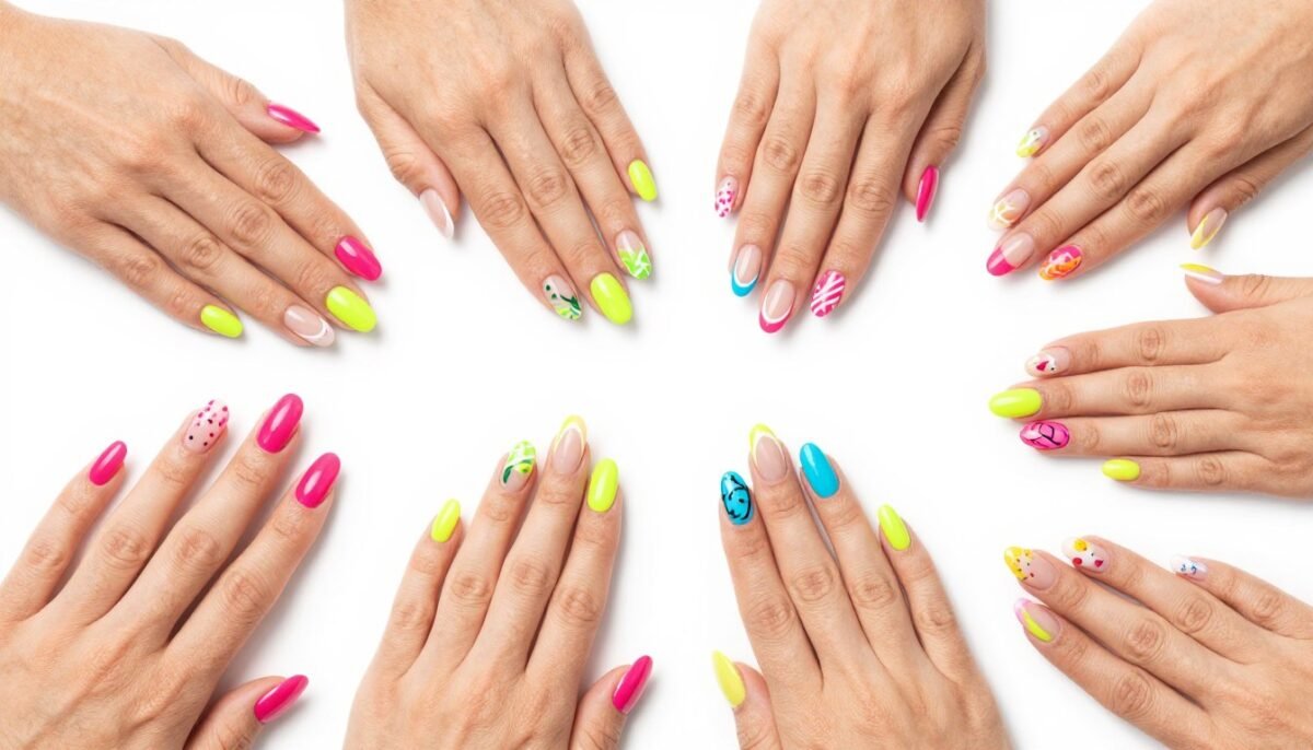 Collection of all neon summer nail designs showcased together Collection of all neon summer nail designs showcased together