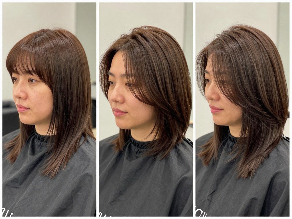 Comparison of different hair types in layered bobs