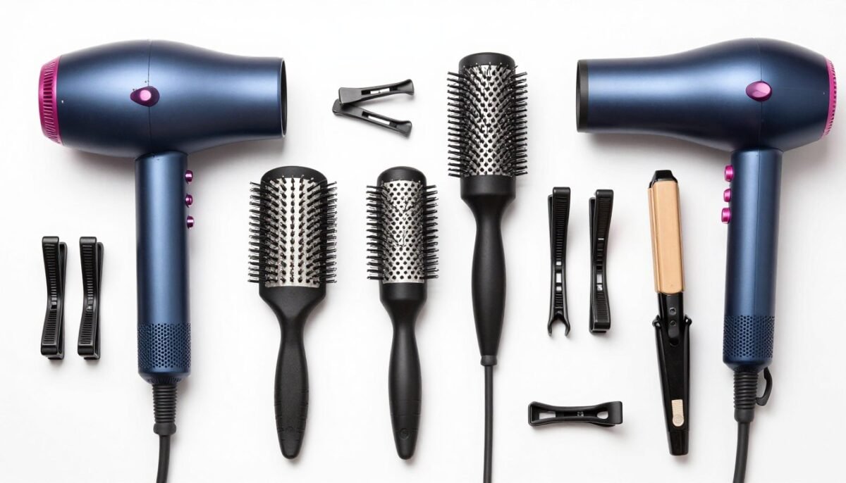 Complete styling tool collection laid out