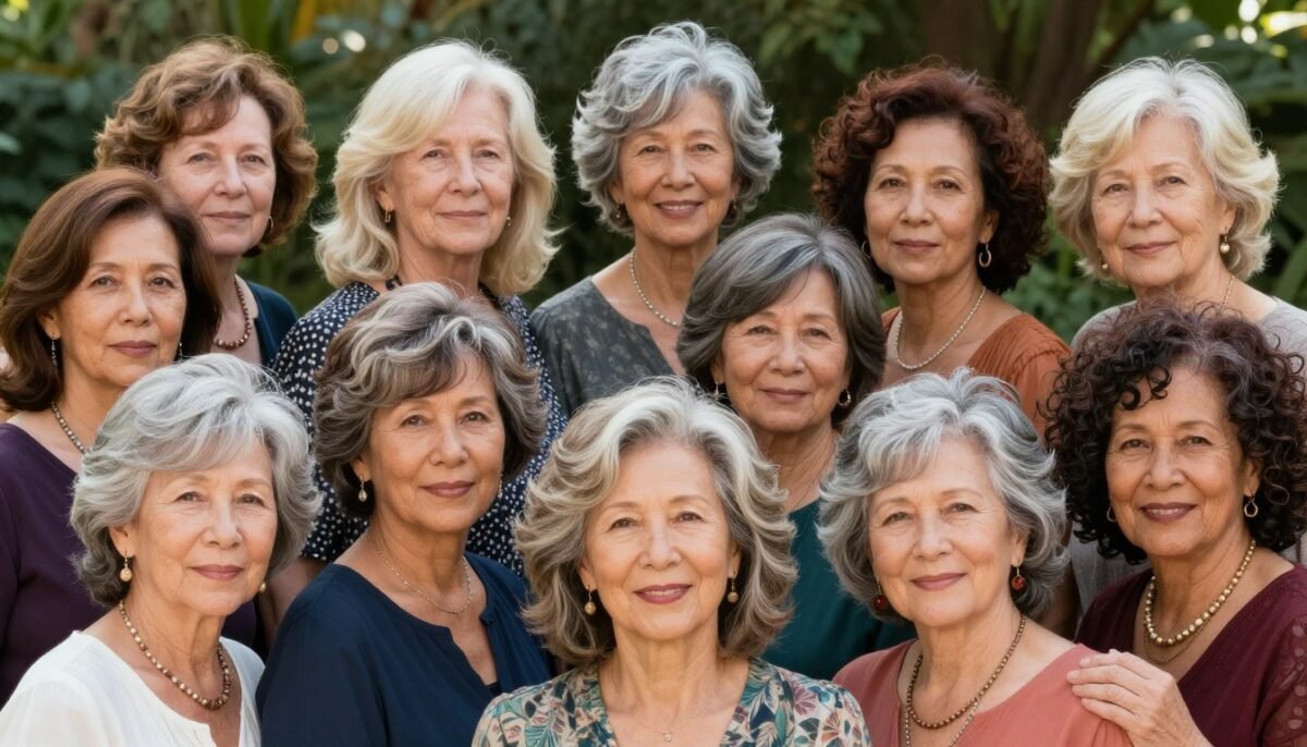Diverse group of women over 60 with different hairstyles