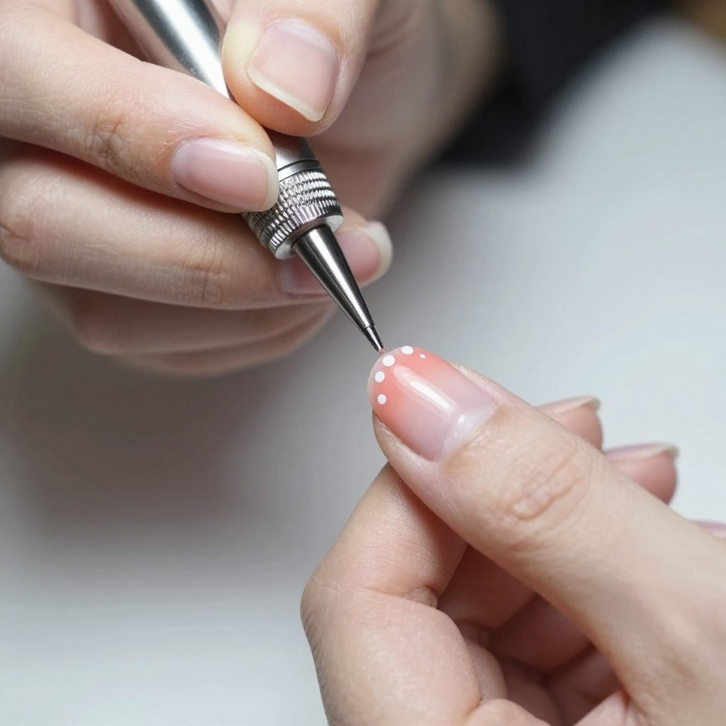 Dotting tool creating nail art