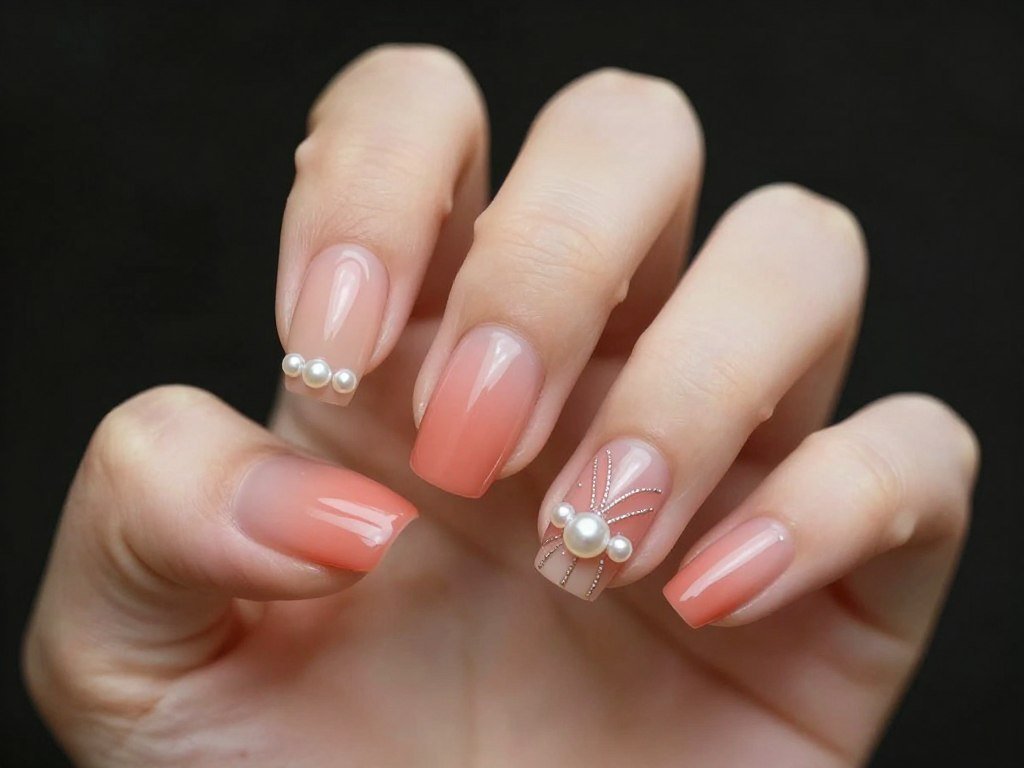 Elegant coral wedding guest nails