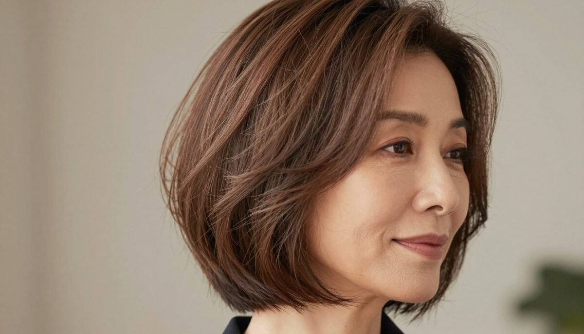 Feathered layered bob with soft wispy ends