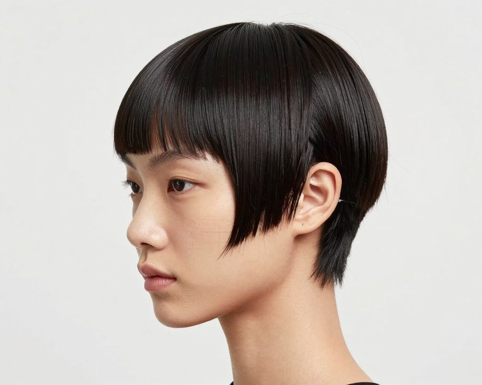 Geometric pixie cut with angular lines for thin fine hair