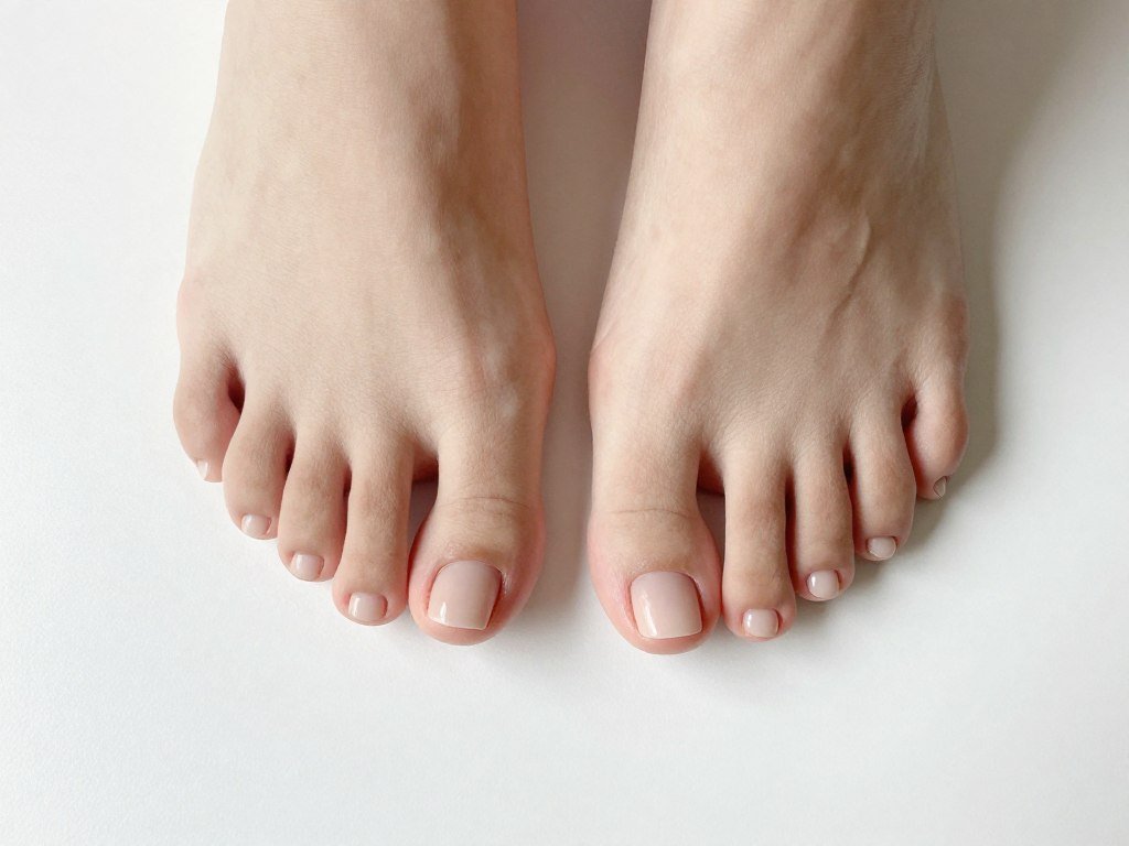 Half-moon negative space nail design on minimalist summer pedicure