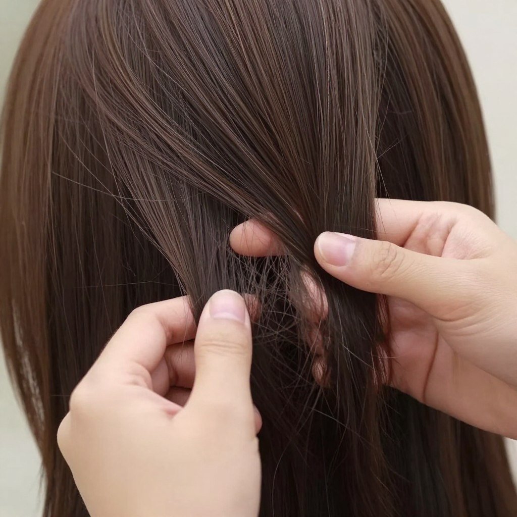 Hands styling hair with modern technique