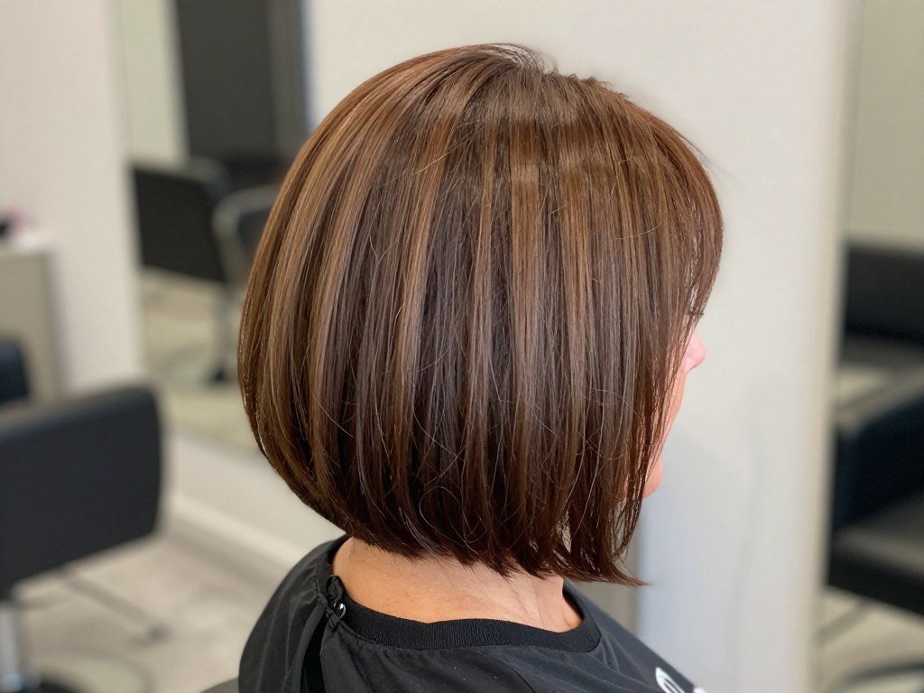 Inverted layered bob showing stacked back and longer front pieces
