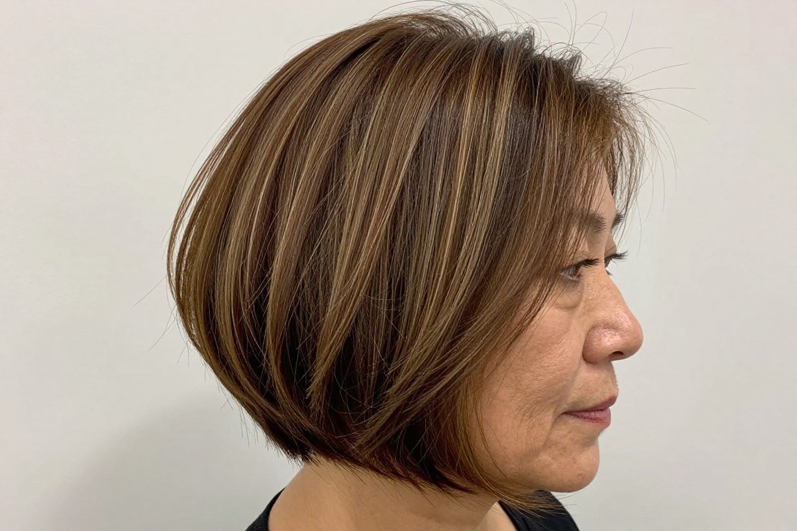Layered bob specifically designed for fine mature hair
