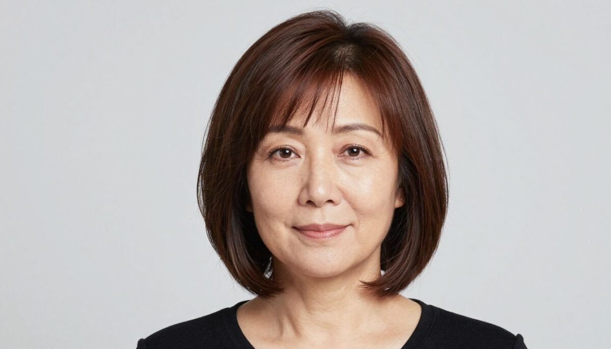 Layered bob specifically styled for round face shape