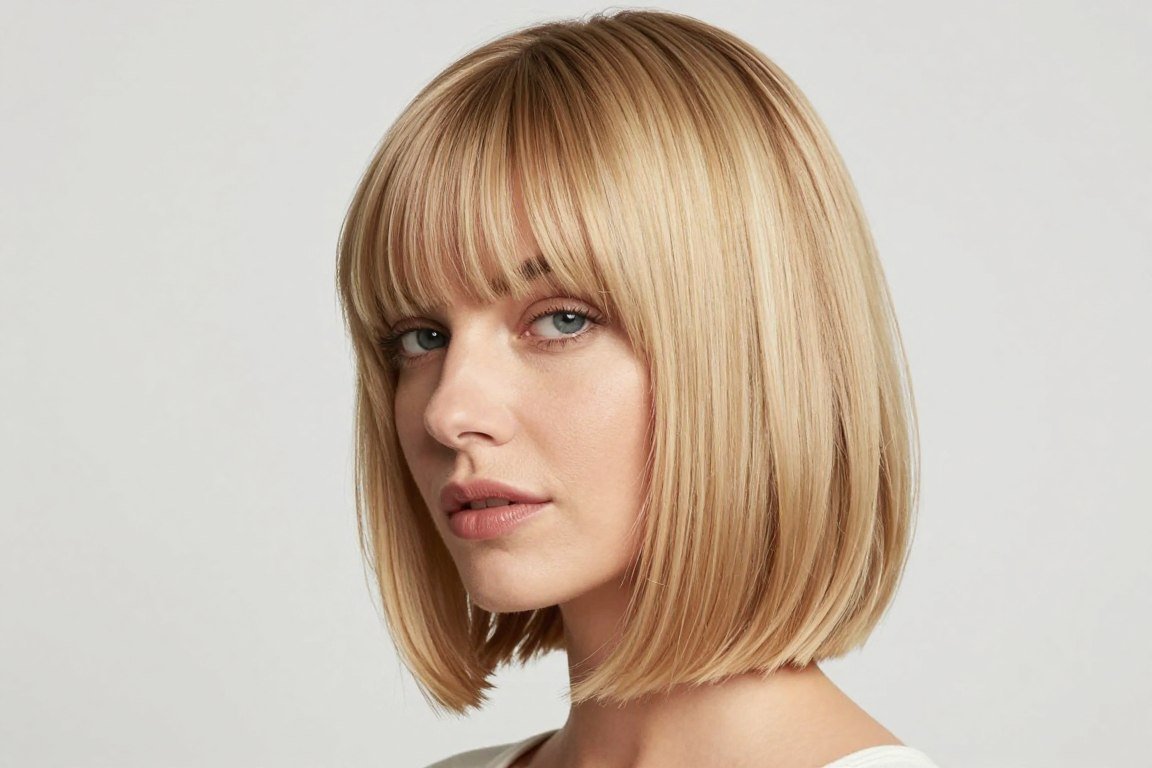 Layered bob with bangs for thin fine shoulder length hair