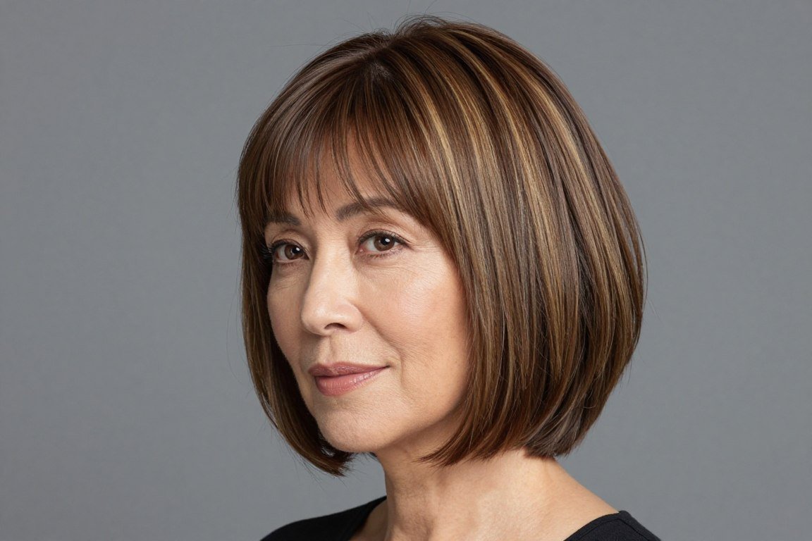 Layered bob with lowlights creating depth and dimension