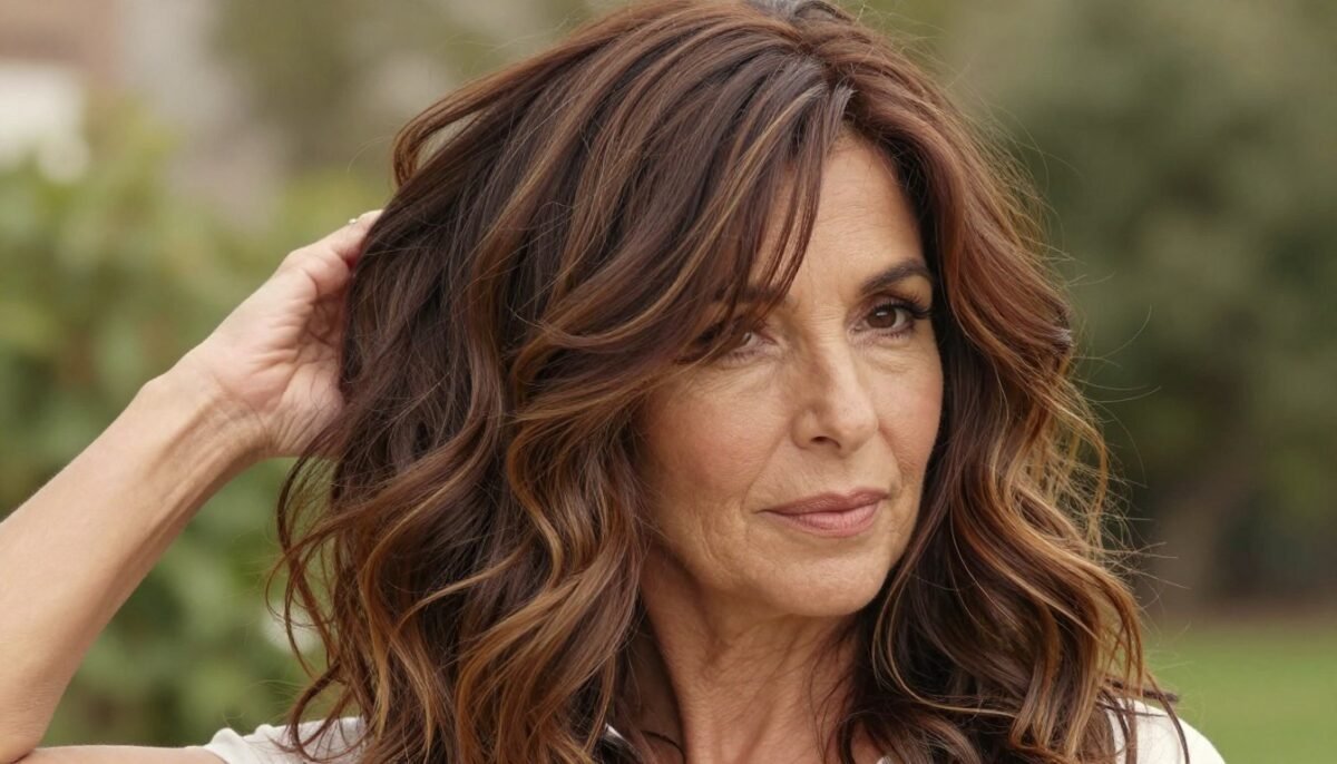 Layered cut for thick wavy hair on woman over 60