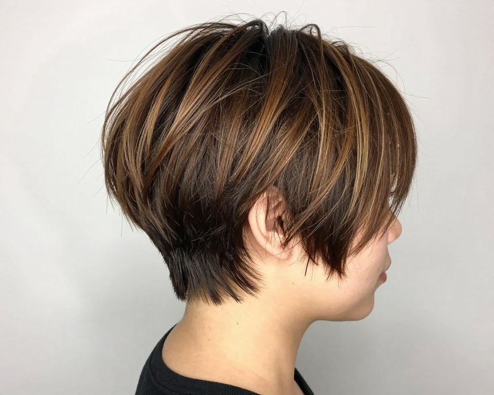 Long pixie bob hybrid for thin fine hair