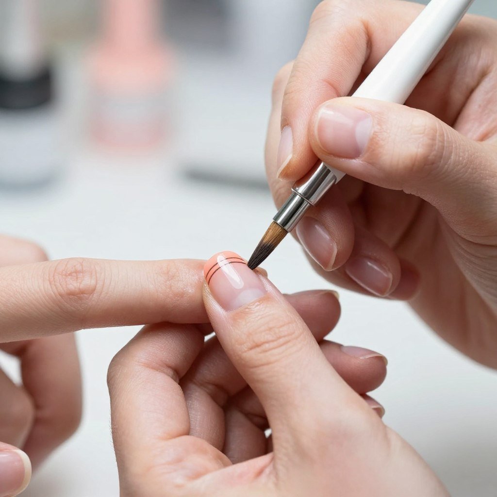 Nail art brush creating fine lines