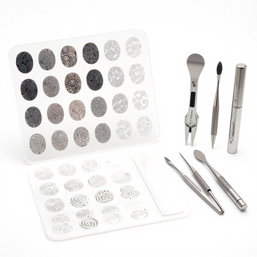 Nail art stamping kit for creating swirl patterns