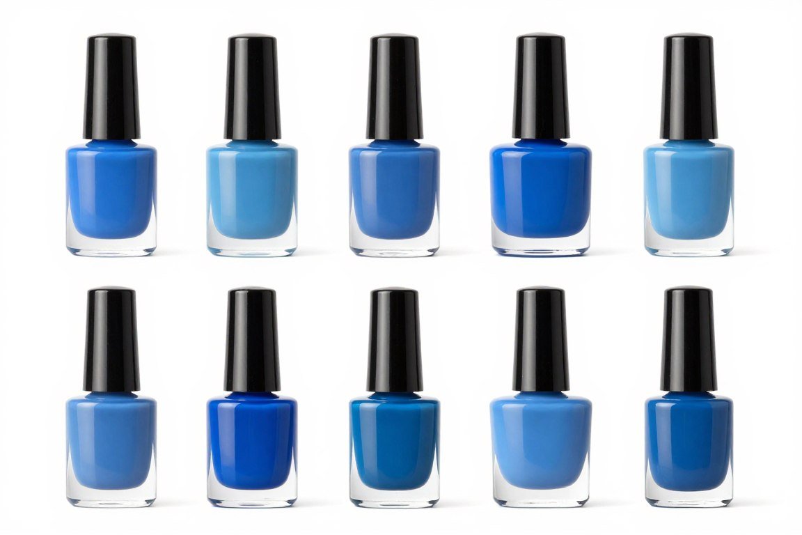 Ocean blue gel polish collection with samples