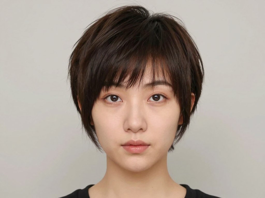 Pixie cut on heart-shaped face with thin fine hair