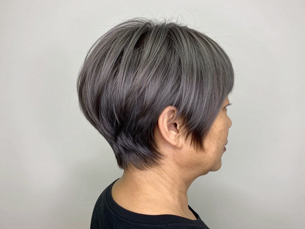 Pixie shag haircut with tapered nape for women over 50
