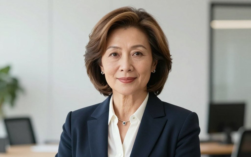 Professional woman with polished layered hairstyle