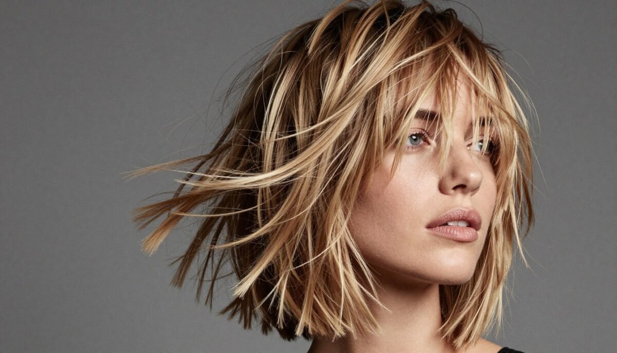 Razor cut shag hairstyle for thin fine shoulder length hair