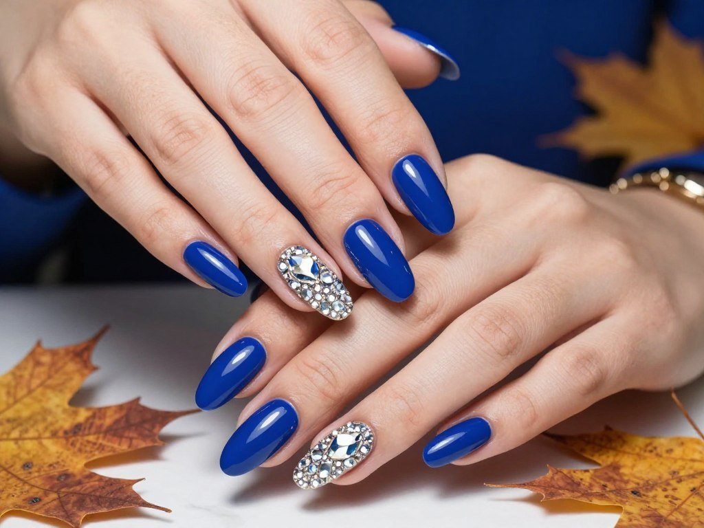 Sapphire blue luxury fall nail art