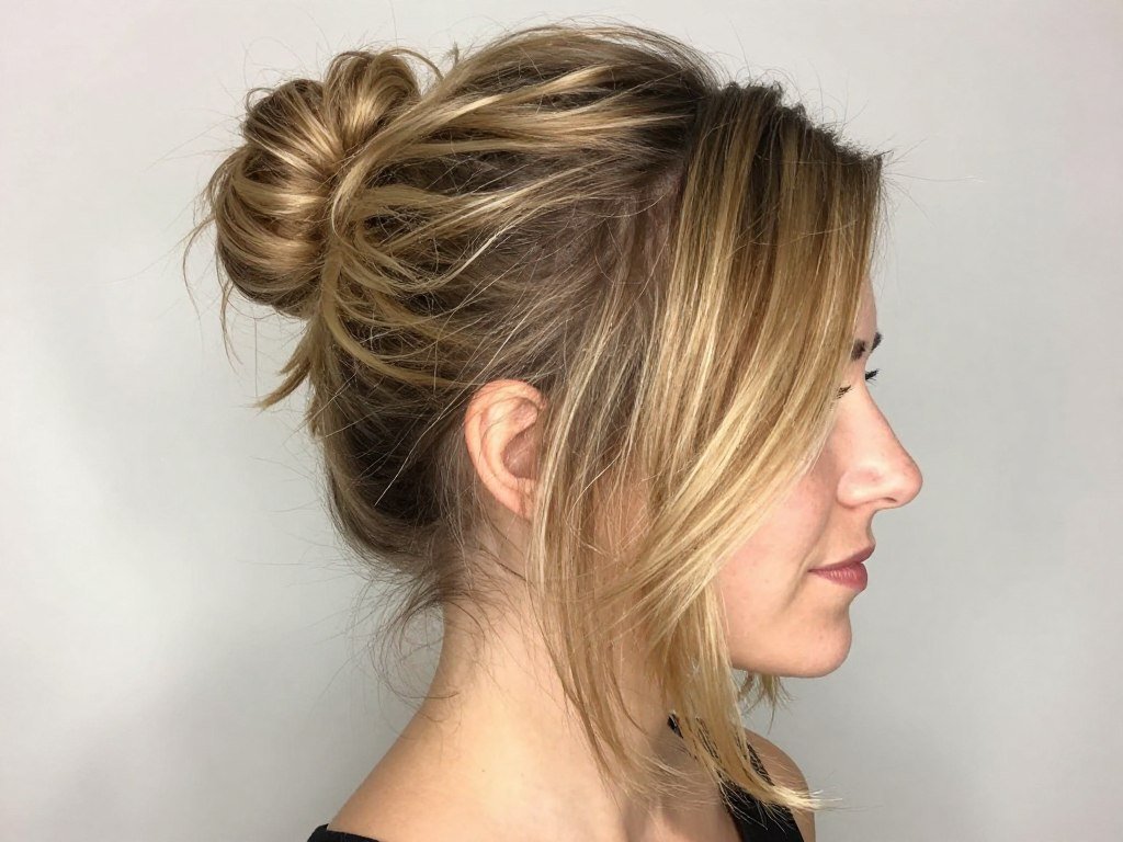 Shoulder length bob perfect for messy buns on thin fine hair