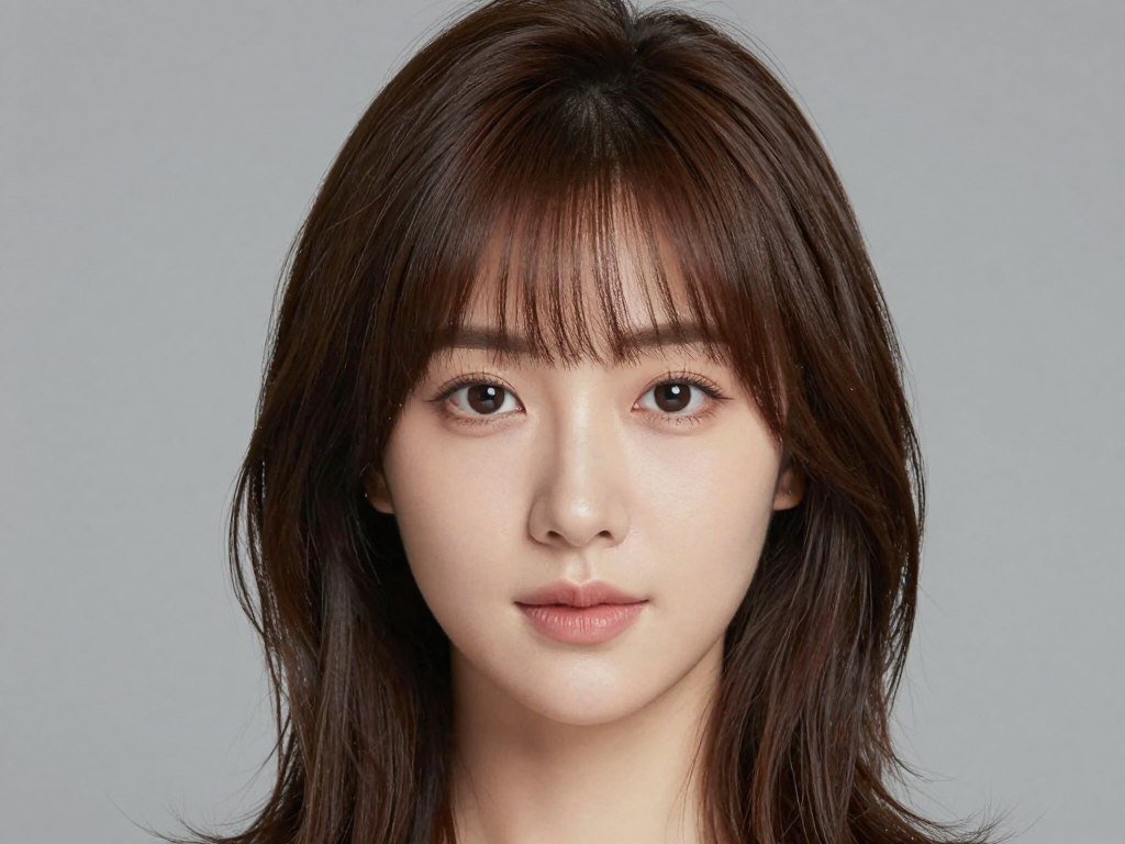 Side swept bangs shoulder length style for round face thin hair