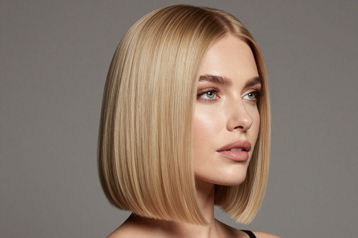 Sleek straight lob hairstyle for thin fine shoulder length hair