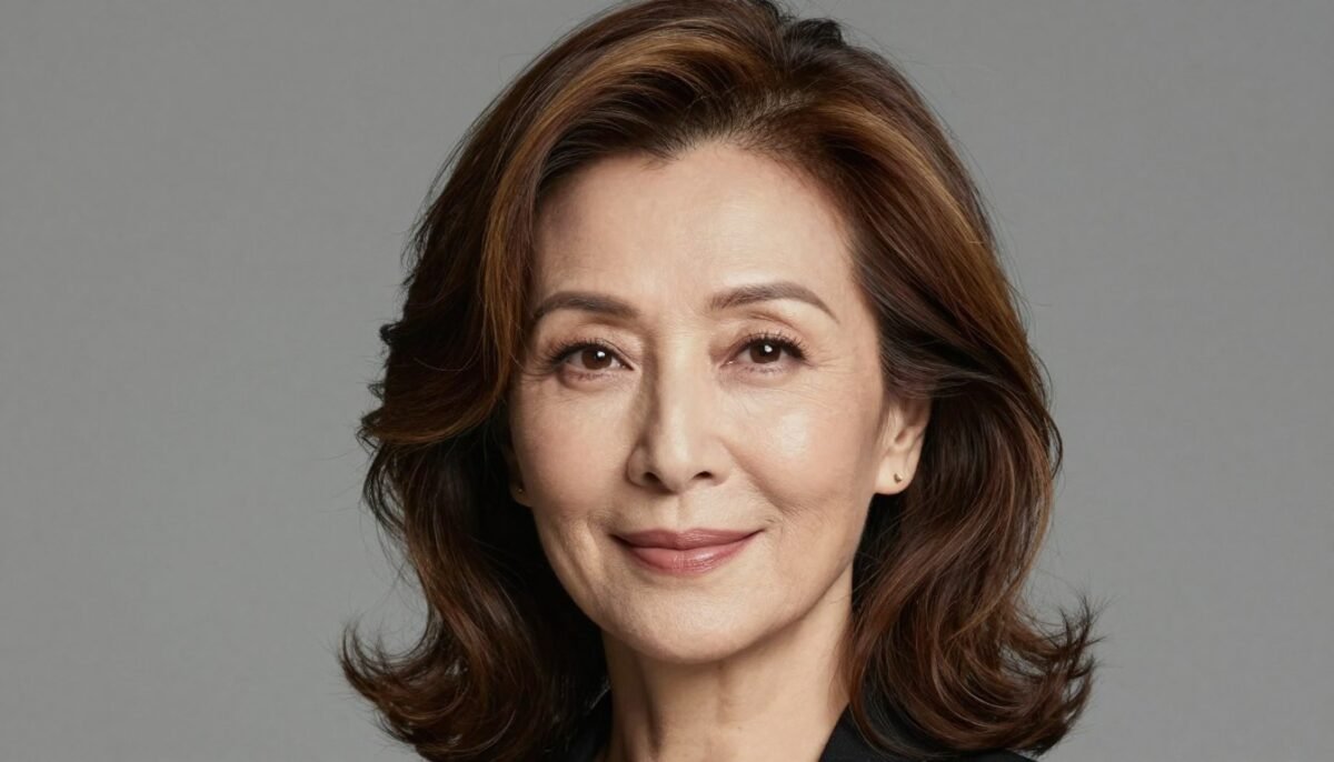 Soft layered waves with face-framing pieces on woman over 60