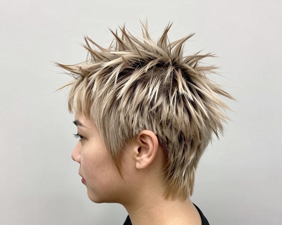 Spiky pixie cut creating volume for thin fine hair