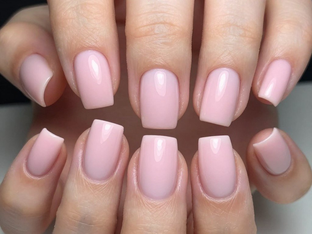 Square-shaped nails in pink with modern minimalist fall designs