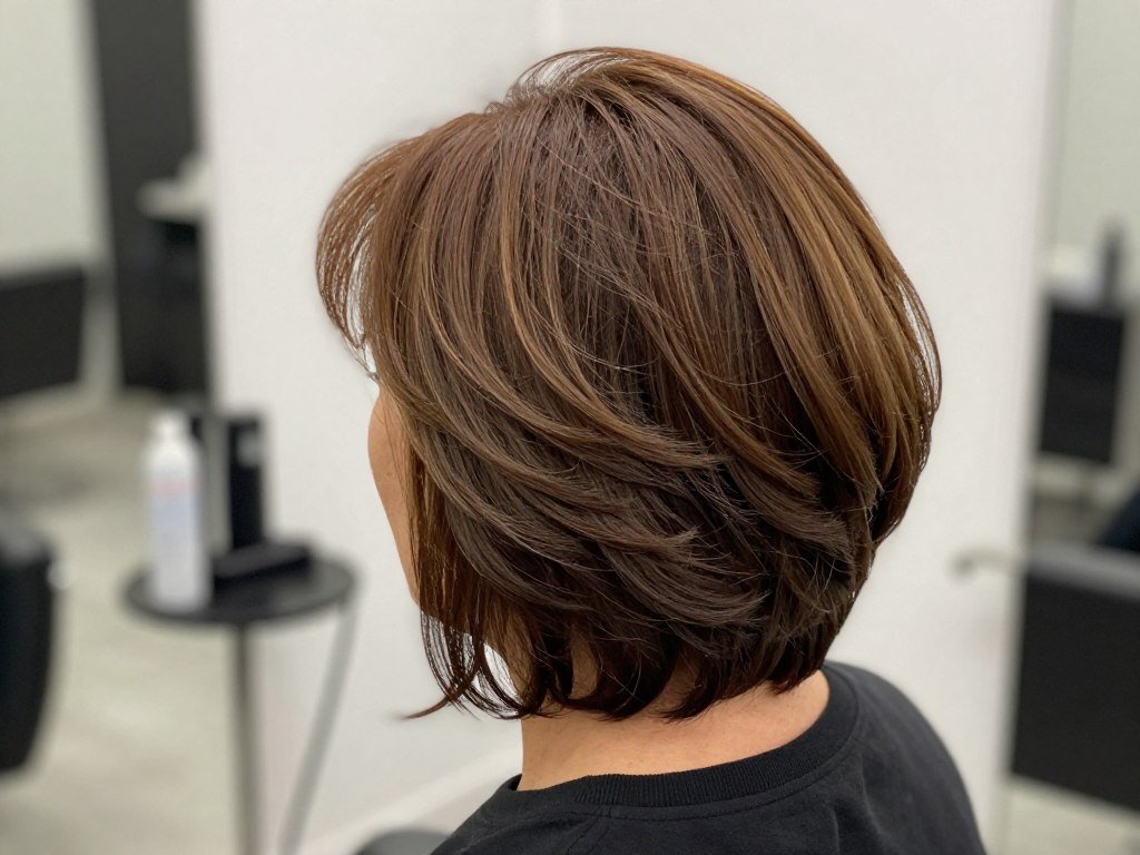 Stacked layered bob showing dramatic back volume