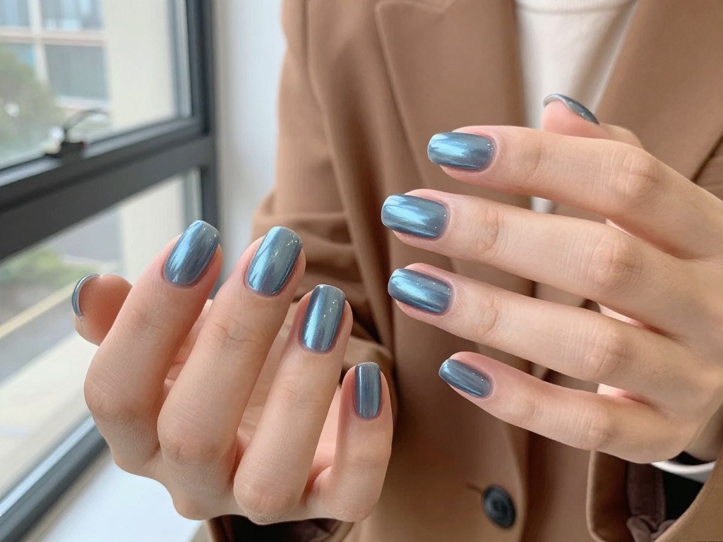 Steel blue sophisticated fall nail designs
